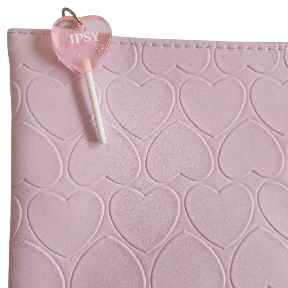 IPSY Makeup Bag Pink Hearts Heart Lollipop Gift Girls Women Travel Love Storage - Picture 2 of 4